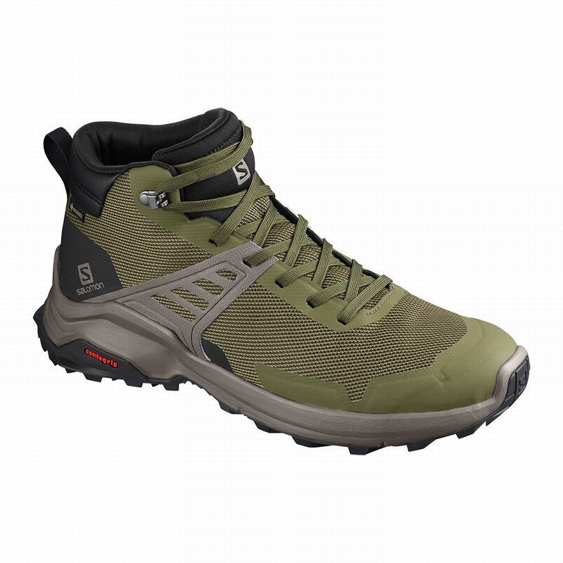 Buty Trekkingowe Męskie Salomon X RAISE MID GORE-TEX - Oliwkowe / Czarne - Polska (594-BGWPDI)